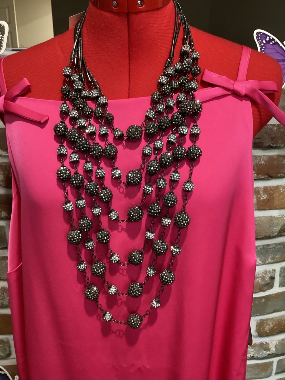 Chico's Gunmetal Multi-Strand Limited Edition Beaded Necklace